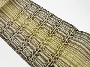 リサイクル　変わり織横段に縞模様織出し名古屋帯